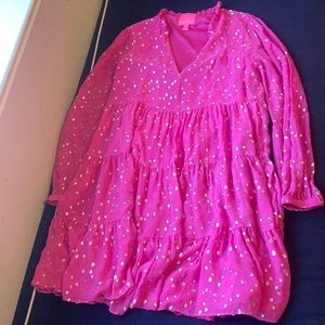 Lilly Pulitzer pink Sarika silk dress pink topaz-size 8